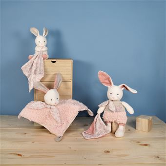 Peluche Doudou et Compagnie Botanic Lapin avec doudou Rose