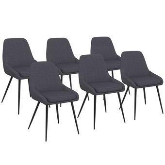 Lot de 6 chaises THALYA en tissu gris avec accoudoirs - 1