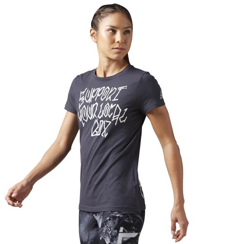 Reebok T-shirt à col rond CrossFit Support Your Local Box gris anthracite Taille XXS Adulte Femme