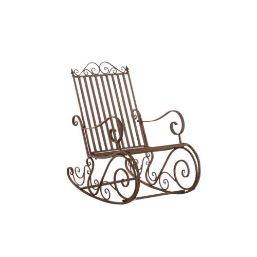 Chaise fauteuil à bascule rocking chair pour jardin en fer marron vieilli MDJ10101