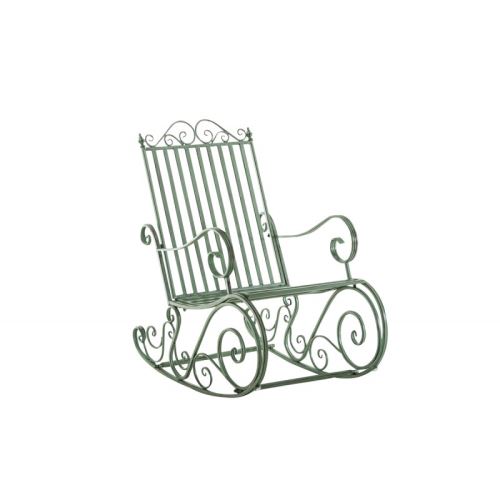 Chaise fauteuil à bascule rocking chair pour jardin en fer vert vieilli MDJ10100