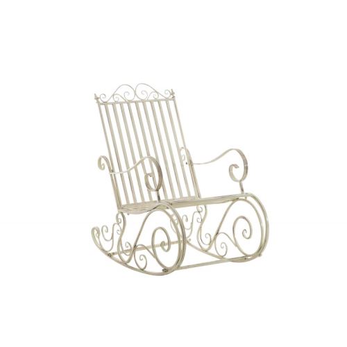 Chaise fauteuil à bascule rocking chair pour jardin en fer crème vieilli MDJ10103