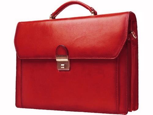 Cartable Katana refente de cuir de vachette 2 soufflets K 63025 Rouge