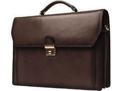 Cartable Katana refente de cuir de vachette 2 soufflets K 63025 - Chocolat