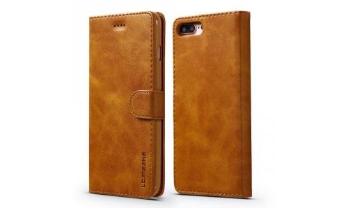 Etui type portefeuille pour iPhone-7-Plus coloris camel gamme LC.IMEEKE