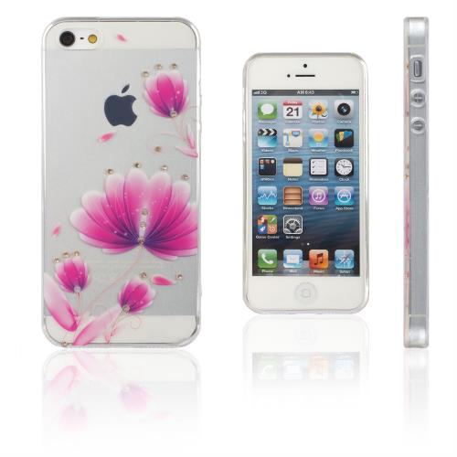 Xcessor Fleur Rose Glossy Étui Coque Pour Apple iPhone SE / 5 / 5S. Transparent / Rose