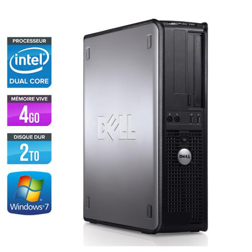 Ordinateur Dell Optiplex 780 Desktop - Gris - Intel Core Duo E5300 / 2.60 GHz - RAM 4 Go - HDD 2 To - DVDRW - Gigabit Ethernet - Windows 7 Professionn