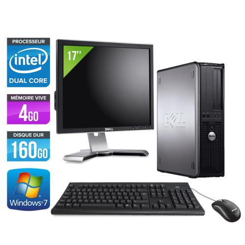 Ordinateur Dell Optiplex 780 Desktop + Ecran 17' - Gris - Intel Core Duo E5300 / 2.60 GHz - RAM 4 Go - HDD 160 Go - DVDRW - Gigabit Ethernet - Windows