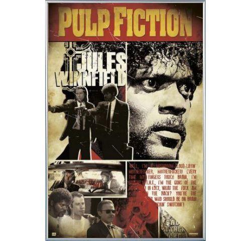 Poster Encadré: Pulp Fiction - Jules (91x61 cm), Cadre Plastique, Argent