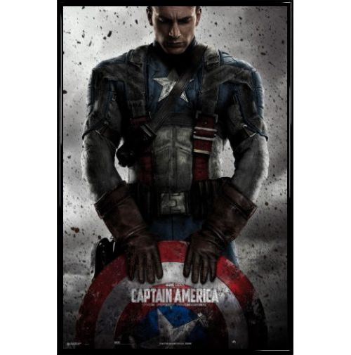 Poster Encadré: Capitaine America - The First Avenger, Teaser (91x61 cm), Cadre Plastique, Noir