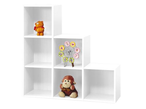 Etagère escalier en bois H93cm L93cm 6 niches COMPO - Blanc