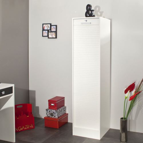 Classeur à rideaux en bois Hauteur 170 cm - Blanc