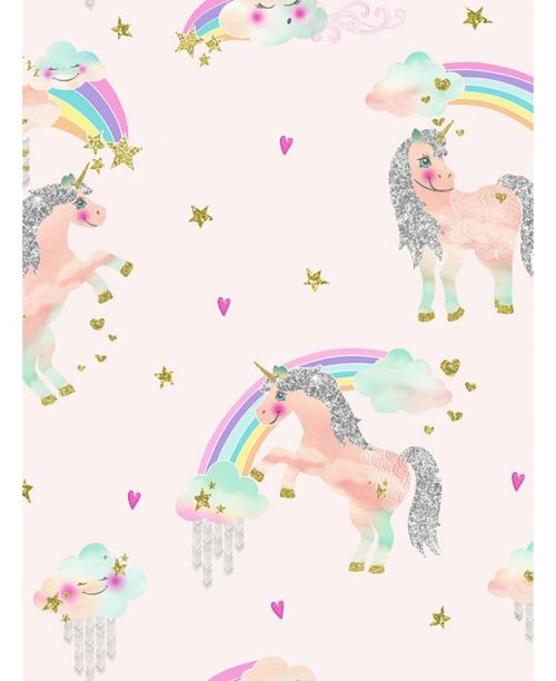 Unicorn arc-en-ciel rose Glitter Papier peint