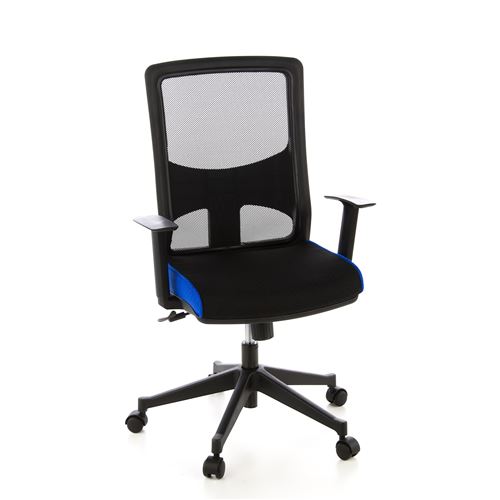 Siège de bureau / Fauteuil de direction LAVITA, tissu maille noir / bleu hjh OFFICE
