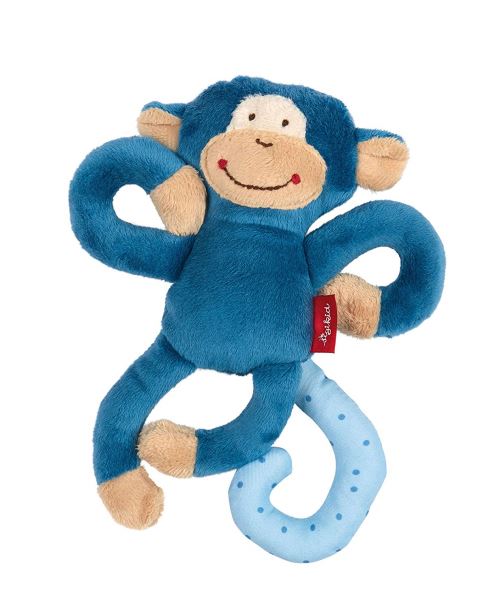 sigikid, Garçon, Doudou Hochet à Accrocher Singe, Bleu, 42169