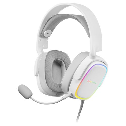 Casque Gamer RGB Mars Gaming MHAXW Blanc 53mm HiFi mic Amovible