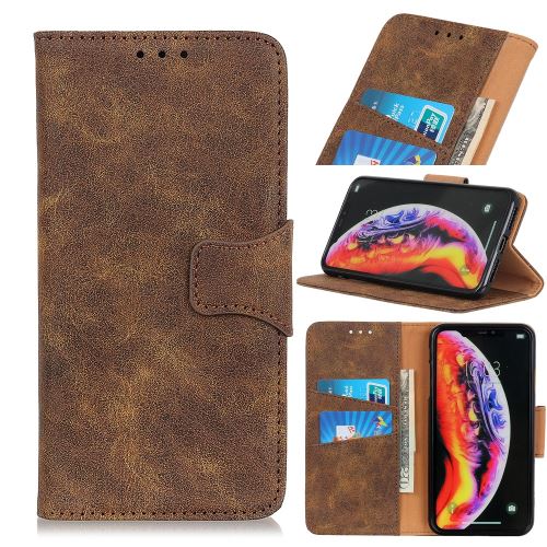 Etui en PU split style rétro café pour votre Huawei Honor 9X Pro