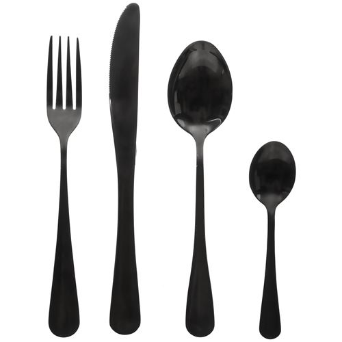 Ménagère inox effet mat Shadow - 16 Pièces - Noir