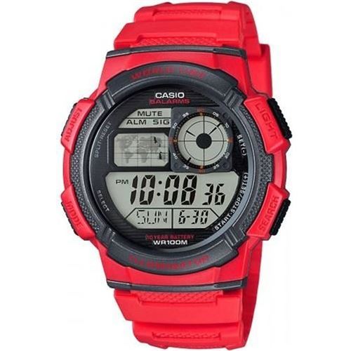 CASIO Montre  homme gris et acier rouge AE1000W-4AVEF sport 10 atm 