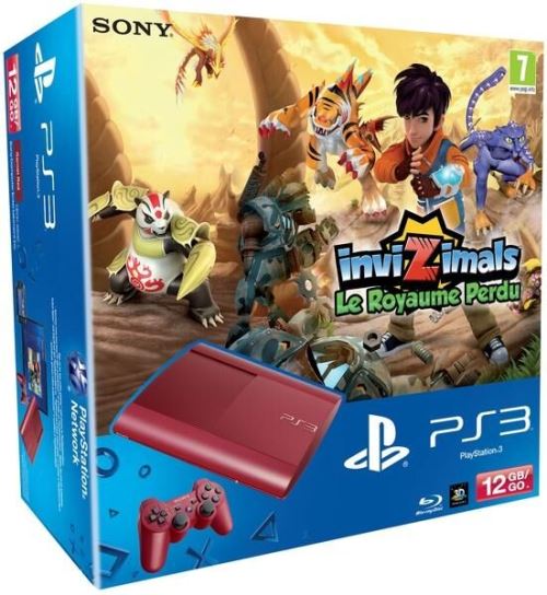 Console Sony PS3 Ultra Slim 12 Go rouge + Invizimals Le Royaume Perdu
