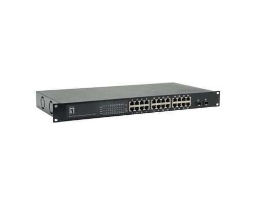 LevelOne GEP-2622W630 Commutateur non géré 24 x 10-100-1000 (PoE+) + 2 x Gigabit SFP Montable sur rack PoE+ (630 W)