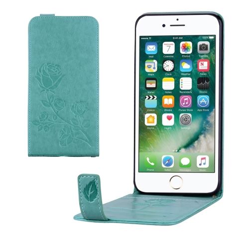 iPhone 8 Plus Housse Etui Cuir PU Rose Vertical Fleurs Gravé ALS42557