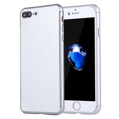 iPhone 8 Plus Coque Protection Plastique Argenté Effet Métal Film Verre Trempé ALS42697