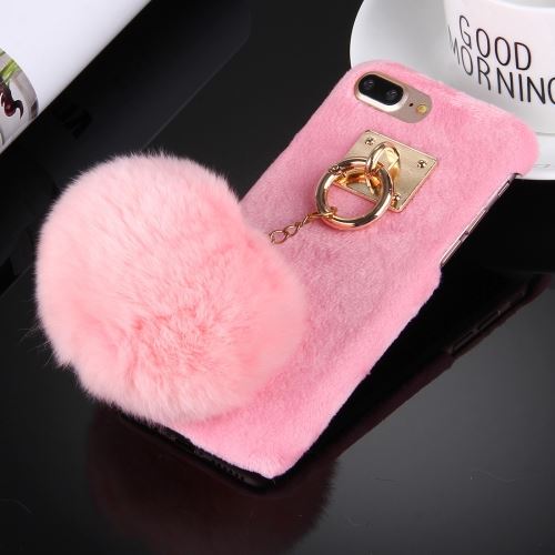 iPhone 8 Plus Coque Protection Plastique Rose Porte Clé Pompom Intégré ALS42769