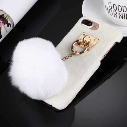 iPhone 8 Plus Coque Protection Plastique Blanc Porte Clé Pompom Intégré ALS42774