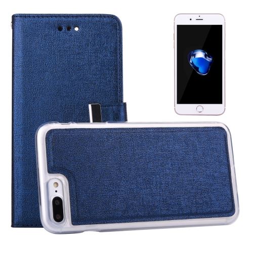 iPhone 8 Plus Housse Etui Cuir PU Bleu Texture Litchi Séparable Porte Feuille 7 ALS42786