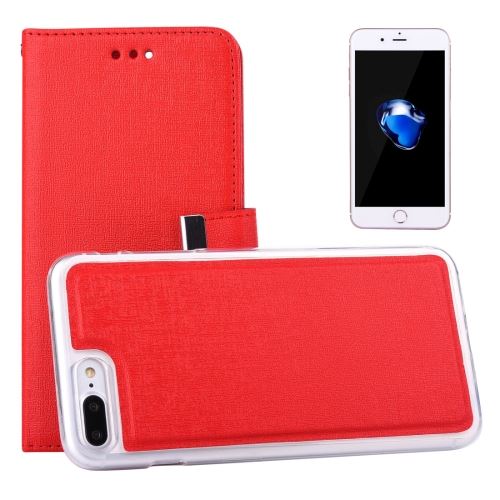 iPhone 8 Plus Housse Etui Cuir PU Rouge Texture Litchi Séparable Porte Feuille 7 ALS42789