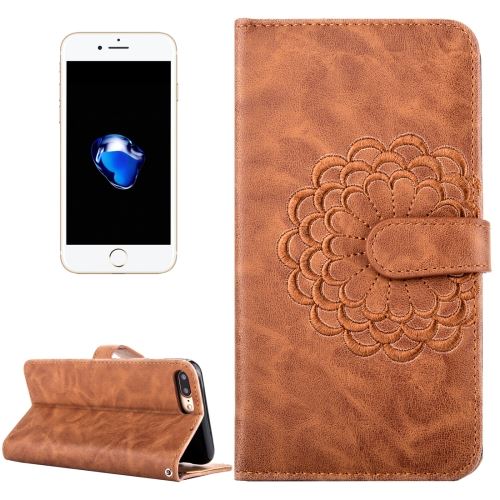 iPhone 8 Housse Etui Cuir PU Marron Fleurs ALS40120