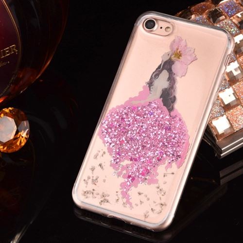 iPhone 8 Coque Protection TPU Magenta Danseuse Fleurs Etoiles Brillante ALS40208