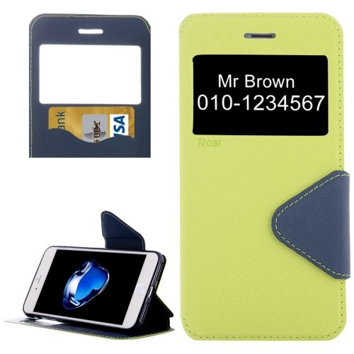 iPhone 8 Housse Etui Cuir PU Vert Texturé Horizontal Fenètre ALS40288