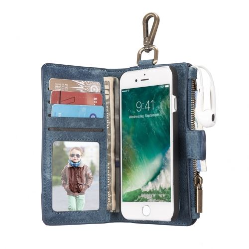 iPhone 8 Housse Etui Cuir PU Bleu MultiFonction Porte Carte Porte Feuille 7 ALS40376