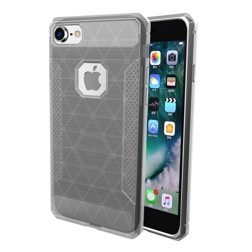 iPhone 8 Coque Protection TPU Argenté Effet brossé Carbone ALS40404