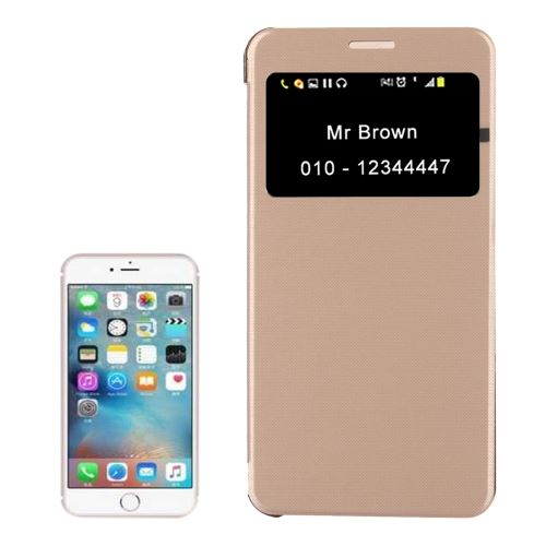 iPhone 8 Housse Etui Cuir PU Doré Horizontal Fenètre ALS40491