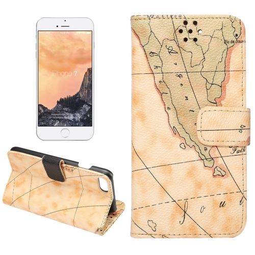 iPhone 8 Coque housse Cuir PU Jaune Mappe Monde ALS40567