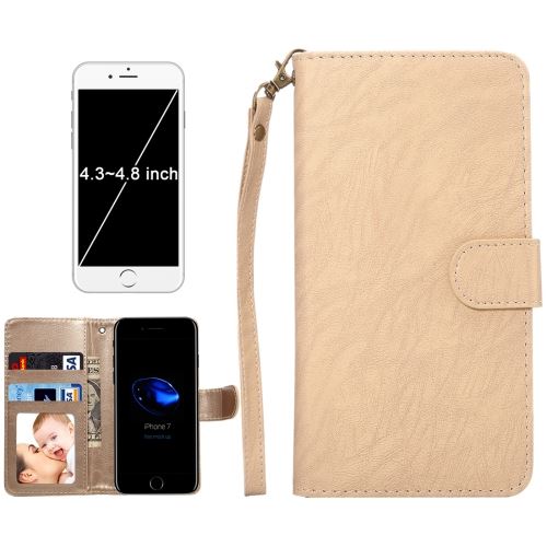 iPhone 8 Housse Etui Cuir PU Doré Horizontal ALS40587
