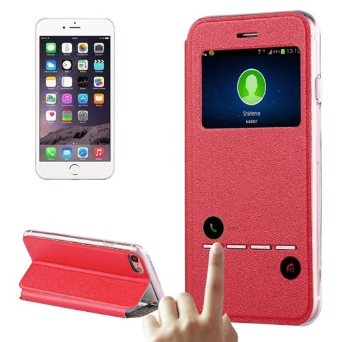 iPhone 8 Housse Etui Cuir PU Rouge Horizontal Fenètre ALS40607