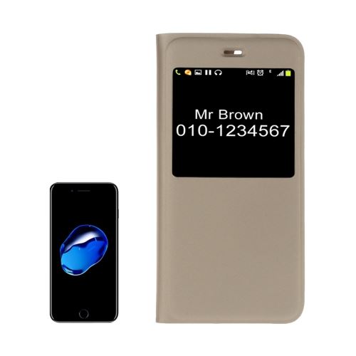 iPhone 8 Housse Etui Cuir PU Doré Texturé Fenêtre ALS40636