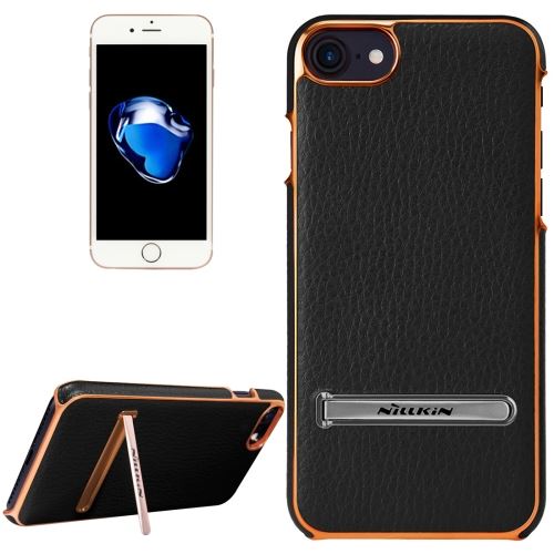 iPhone 8 Housse Etui Cuir PU Noir Texture Litchi Support Métal 7 ALS40716