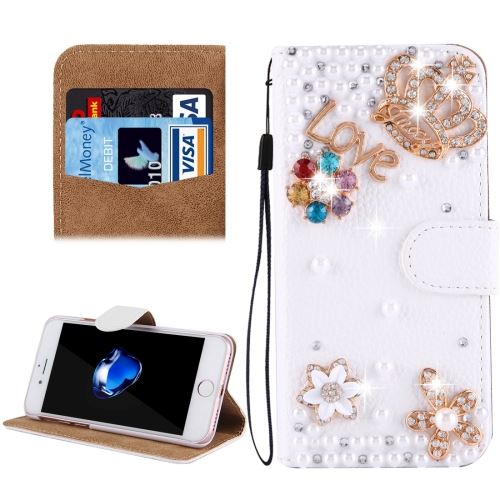iPhone 8 Housse Etui Cuir PU Bijoux Incrusté Couronne ALS40744