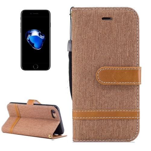 iPhone 8 Housse Etui Cuir PU Marron Texture Tissus ALS40780
