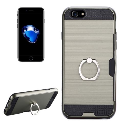 iPhone 8 Coque Protection Plastique Effet Métal Support Doigt ALS40788