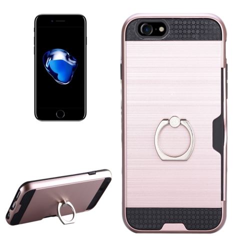iPhone 8 Rose Coque Protection Plastique Effet Métal Support Doigt 7 ALS40795