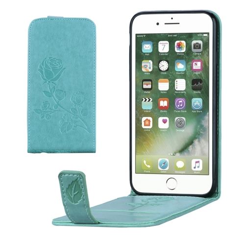 iPhone 8 Housse Etui Cuir PU Rose Vertical Fleurs Gravé ALS40823