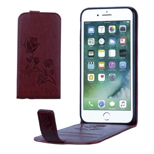 iPhone 8 Housse Etui Cuir PU Rose Vertical Fleurs Gravé ALS40828