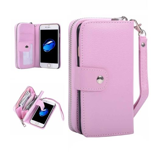 iPhone 8 Housse Etui Cuir PU Rose Texture Litchi Séparable Porte Feuille 7 ALS40974