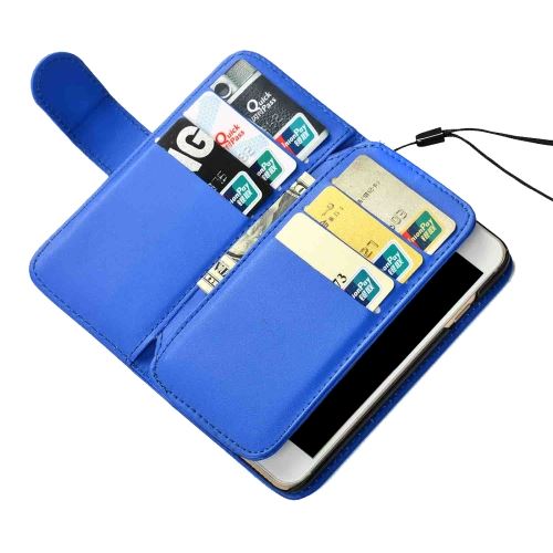 iPhone 8 Housse Etui Cuir PU Bleu Texturé Fenêtre 7 ALS40994